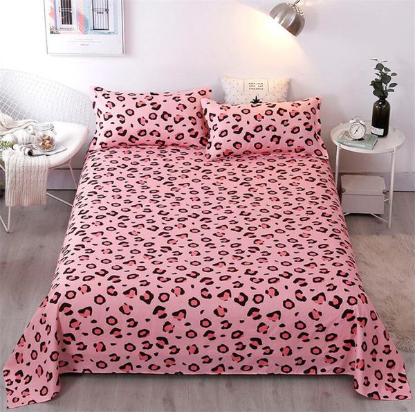 Set di biancheria da letto Lenzuola stampate leopardo rosa in cotone poliestere Lenzuola piatte morbide e calde Copriletto singolo matrimoniale Queen King Size 221129