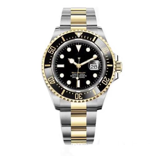 Reloj para hombre 43 mm Bisel de cerámica 43 mm Dos tonos Oro SEA Acero inoxidable con cierre deslizante Cierre sólido Relojes automáticos para hombres Relojes de pulsera masculinos