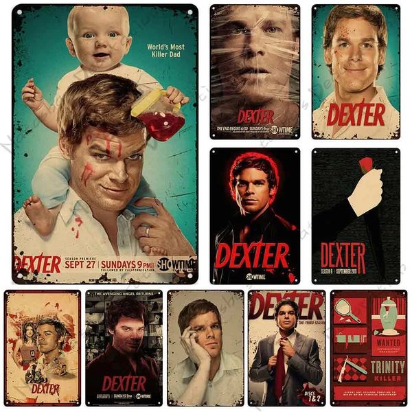 Dexter Michael C. Hall Klasik TV Metal Boyama Posteri Rusty Cafe Ev Bar Kulübü Duvar Kalaylı Metal İşaretler Dekoratif Plaka Plak İnsan Mağarası 20cmx30cm Woo