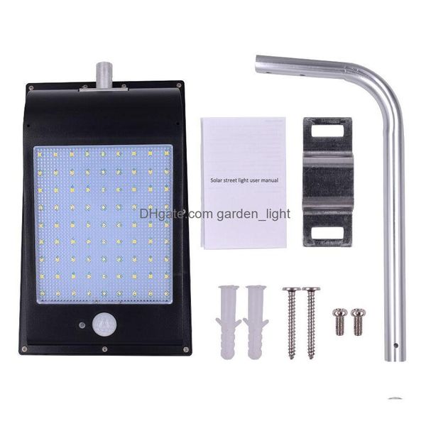 Solar Street Light 11000mAh L￢mpada solar ao ar livre 110 Sensor de movimento LED Super Bright Security Night Floodligh