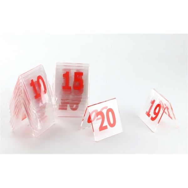 Attrezzature espositive pubblicitarie Acrilico Ristorante Figura Numero di serie Segno Supporto da tavolo Piastra Numero da 1 a 60 Rosso Nero Per scelta 8x8 cm V Espositore da tavolo 221130