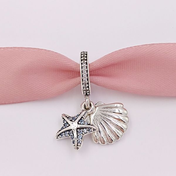 925 perle d'argento Tropical Starfish Shell Charms Cioncample FAST FAST EUROPE PANDORA GIETTLE BRACELE COLLAZIONE 792076CZF Annajewel