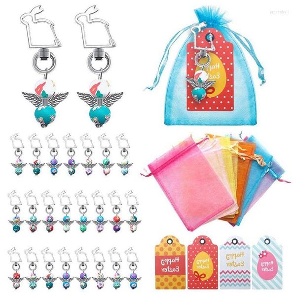 Keychains 24pc Creative Páscoa Decorações Guardião Anjo Chaves Baby Baptismo Partido de presente DIY DIY Made