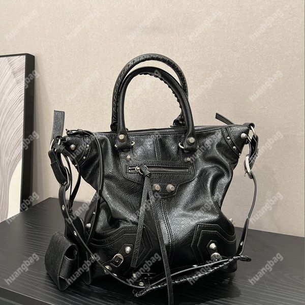 Modotor Motorcycle Bag Unissex Bag de couro Crossbody Women Totes Purse Men Handbag Designer Cross Cross Body Black Cartet Rivet Pochette Grande capacidade