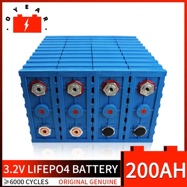 Novo 16pcs 3.2V 200AH LIFEPO4 Bateria recarregável 190Ah Plástico fosfato de lítio Pacote Bateria solar