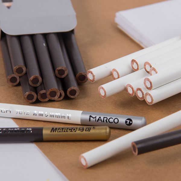 Fountain canetas marco esboço lápis marrom artista pastel lápis branco lápis de pincel de desenho pintado à mão pintura cômica de giz pastel 221130