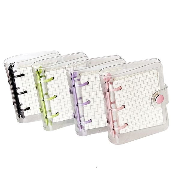 Werbedisplay-Ausrüstung, 4er-Pack, transparente Mini-Einbandhüllen mit 3 Ringen, Gitter-Innenseite und 12 Bindertaschen, 3-teiliges Set 221130