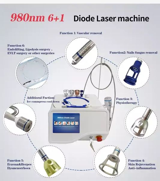 Articoli di bellezza Macchina professionale per il trattamento della lipolisi con rimozione vascolare del laser a diodi 60w 980nm in vendita 6in1