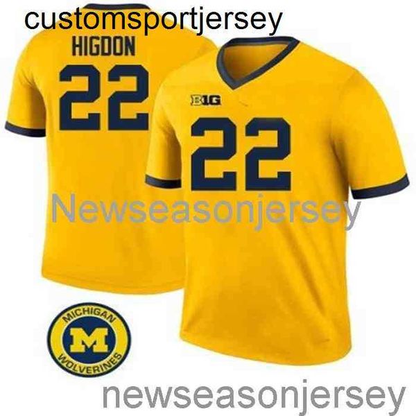 Dikişli Michigan Wolverines #22 Karan Higdon Jersey Sarı NCAA 20/21 Özel herhangi bir isim numarası XS-5XL 6XL