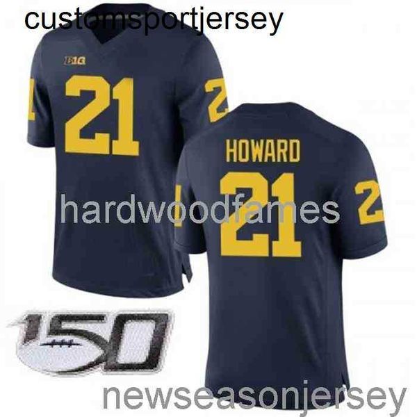 Прошитая майка Десмонда Ховарда № 21 Michigan Wolverines Navy NCAA 150th Custom любое имя, номер XS-5XL 6XL