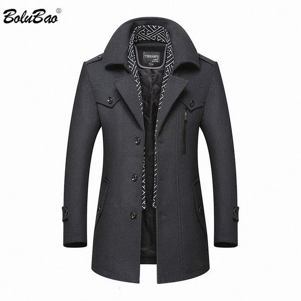 Masculino de lã masculina Bolubao Men Winter Coat Brand Casual Color Solid Ener Era Male Trench Overcout 221130