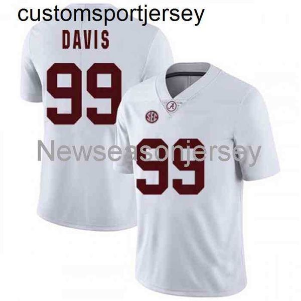 Costurado Alabama Crimson Tide # 99 Raekwon Davis Jersey Branco NCAA 20/21 Personalizado qualquer nome número XS-5XL 6XL