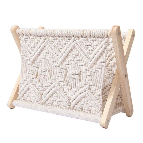 Новизные предметы Nordic Chotcon Woven Basket Basket Boho Macrame Журнал стойка