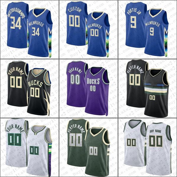 Giannis Antetokounmpo Jrue Holiday Khris Middleton Custom Basketball Jerseys Bobby Portis JR s Brook