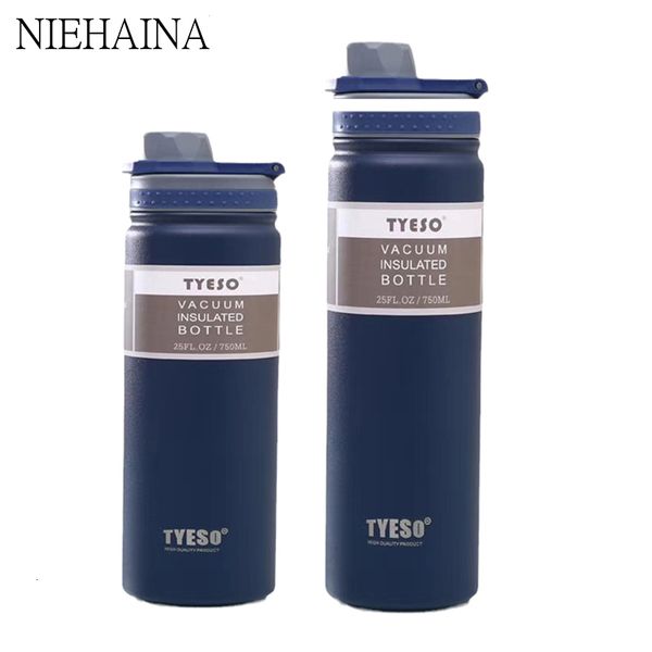 Bottiglie d'acqua 750ML 530ML Thermos Cup Bottle con coperchio beccuccio Tazza da caffè a doppia parete impermeabile termica fredda in acciaio inossidabile 221130