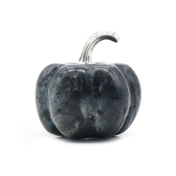 Pietre glitterate nere di zucca curativa da 30 mm, cristallo naturale, pietra a forma di zucca intagliata a mano per regali di Natale