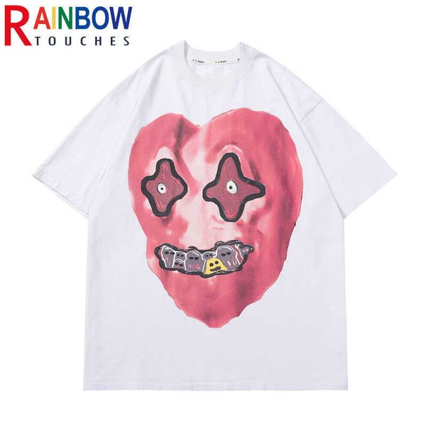 T-shirt da uomo Rainbowtouches Graphic T Shirt Estate 2022 Vintage Unisex High Street Oversize Anime Street Fashion Hip Hop Acid Wash T-shirt T221130