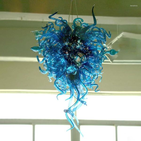 Люстры винтажные подвесные лампы синий цвет креативное хрустальное взорвание стеклянная люстра 24x40 дюймов Мурано Итальянское освещение