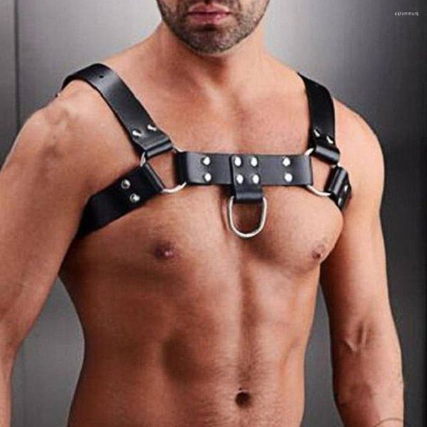 Cinture 2022 Sexy Gay Lingerie imbracatura per il corpo Bondage elastico Punk muscolo in pelle Costume spalla H7I2