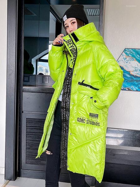 Damengrabenmäntel Winter Daunenmantel Frauen 2022 Langer Parka Warme Schneejacke Lässige dicke Kapuze Schwarzer Puffer Helle Streetwear