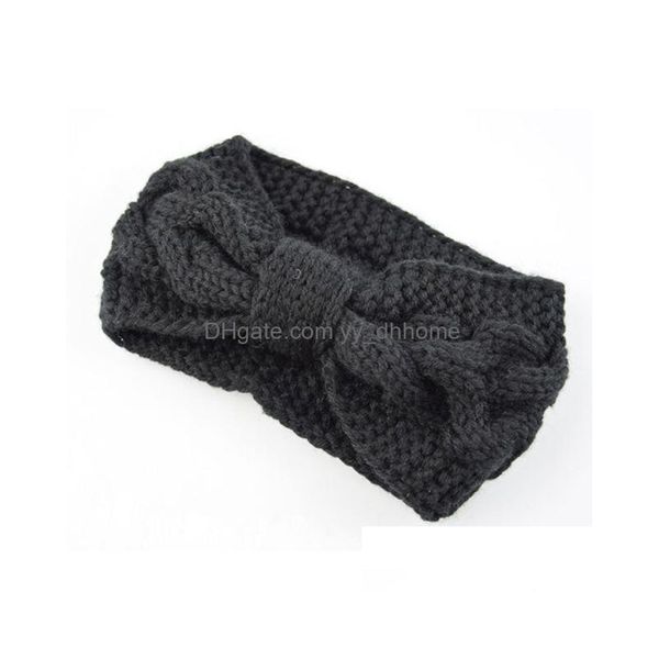 Stirnbänder Winter Wärmer Ohr Gestrickte Stirnband Turban Für Frauen Häkeln Schleifen Breite Stretch Haarband Headwrap Mädchen Haar Zubehör Dro Dhaim