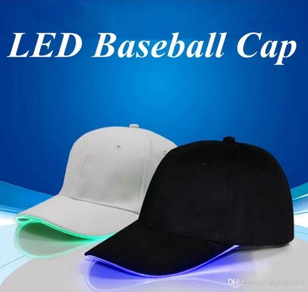 Светодиодный бейсбольный шаблон хлопковой черный белый светодиодный светодиодные шариковые шарики светятся в темных регулируемых шляпах для снимки