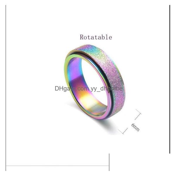 Ringas de banda an￩is atacado rosa ouro rosa tit￢nio a￧o de a￧o girat￳rio Ringos rotativos colorf p￩rola anel de areia j￳ias entrega dhurn