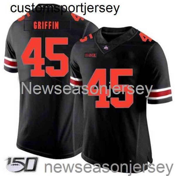 Costurado Ohio State Buckeyes # 45 Archie Griffin Black NCAA Jersey 150º Personalizado qualquer nome número XS-5XL 6XL