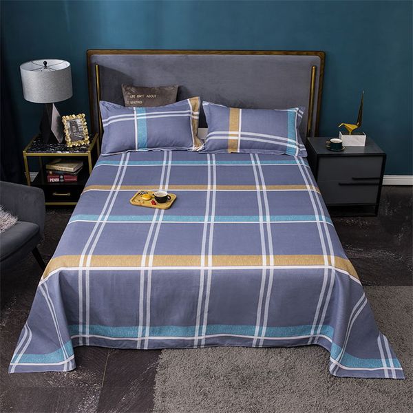 Set di biancheria da letto 1 pezzo Lenzuolo colorato Plaid Doppio Queen King Size Lenzuolo tinta unita Lenzuola piatte per bambini adulti Copertura senza federa 221129