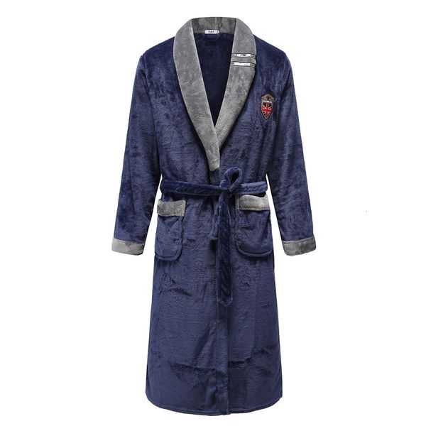 Erkek Robes Sonbahar Kış Nightdress Mavi Erkekler Sıradan Mercan Polar Sweetwear Sıcak Çift Giyim Pazen Kemeri Pijamalar Kimono Batrobe Elbise 221130