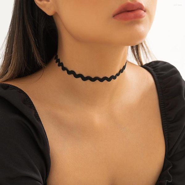 Choker Ingesight.z Gothic Tattoo Black Wavy Lace Lace Leath