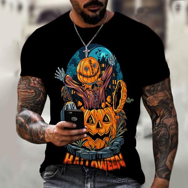 Herren T-Shirts 3D-Druck T-Shirt Leichtes Halloween Lustiger Kürbiskopf Sommer Super und cooles Zeug