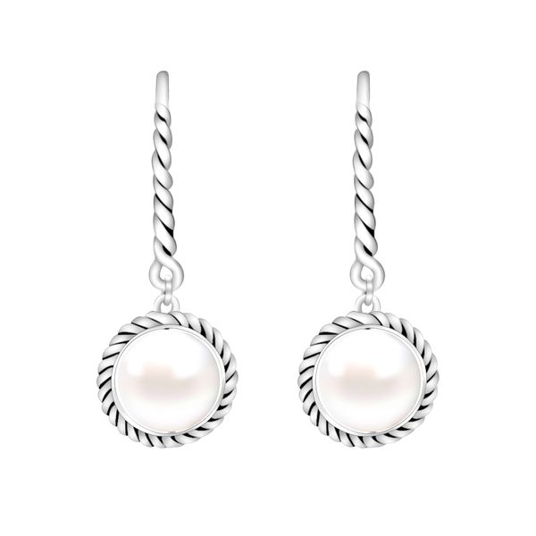 Nuove donne di marca penzolano gioielli in argento sterling 10 mm orecchini pendenti con perle d'acqua dolce naturali bianche regali di Natale del Ringraziamento