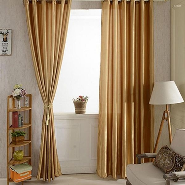 Cortina simples belo quarto haste de janela escurecimento através do padrão de cor sólida para o quarto