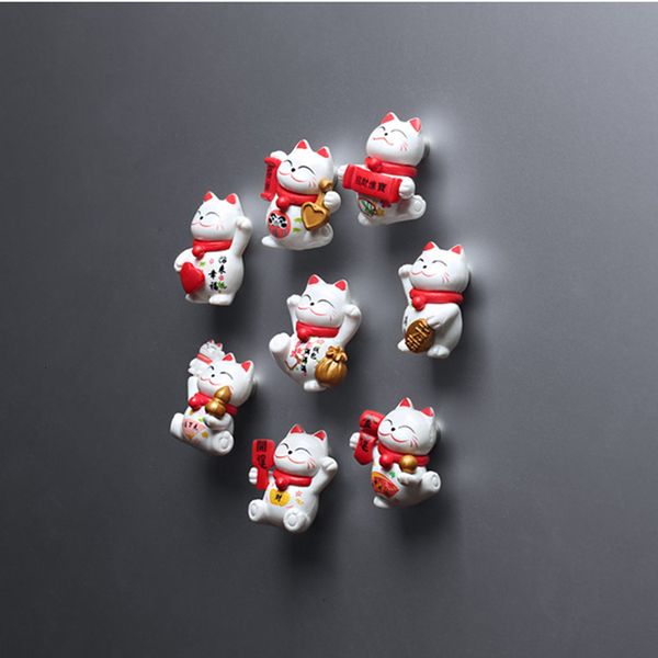 Decorações de Natal 8 PCs Fridge Magnet Paste Series Lucky Cat Magnetic Home Decoration Creative Gift Animal Gréters Greters 221129