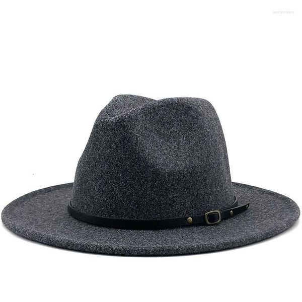 Beralar Bej Beyaz Gri Yün Caz Şapkası Kadın Erkekler Hisset Kıç Şapkalar Trilby Ladies Vintage Panama Fedora Cloche Cap