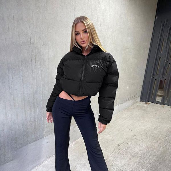 Jackets femininos 2022 Autumn e Winter Fashion Design Stand-up Collar Zipper Pocket Pocket Sleeved Casual Casual Casal Casal Mulheres