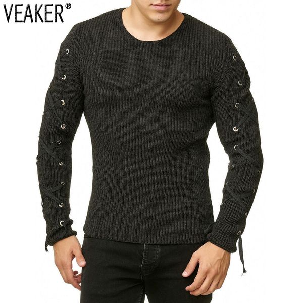 Мужские свитера Сексуальные свитера. Пулверы мужской осенний oneck Slim Fit Solid Color High Street Knitwear M2XL 221130