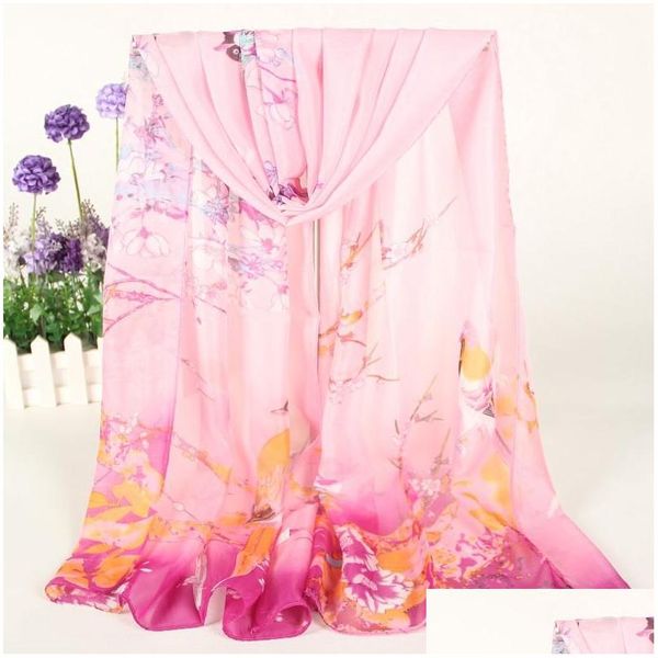 Schals Sommer Frauen Slik Schal Sunsn Chiffon Blumen Schal Wraps Dünne Strand Schals Drop Lieferung Mode Accessoires Hüte Handschuhe Dhkut