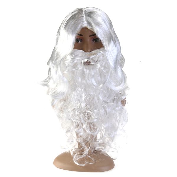 Decorações de Natal Branco Papai Noel Bigode Hat Hat Dress Dress Fantaspume Wizard Wig e Beard Set Hallowee Xmas Party Decoration A30 221130