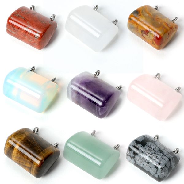 Mini breloques de sac en pierre naturelle, améthyste, Quartz Rose, cristal, fente de sécurité, pendentif, bijoux cadeau pour femmes