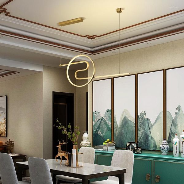 Lâmpadas pendentes Chandelier Modern Minimalist Table Lamp Light Luxury Creative Personality Led Strip Dining Room Bar