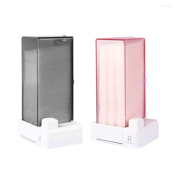 Scatole portaoggetti Dispenser automatico di dischetti di cotone Press Out Supporto quadrato Vanity Makeup Pads Organizer Box Bag