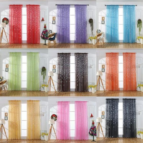 Vorhang 1 Stück Drape Panel Sheer Schal Schabracken Zimmer Vorhänge für modernes Schlafzimmer Wohnzimmer Musselin reine Farbe Tüll Tür Fenster Vorhang #21