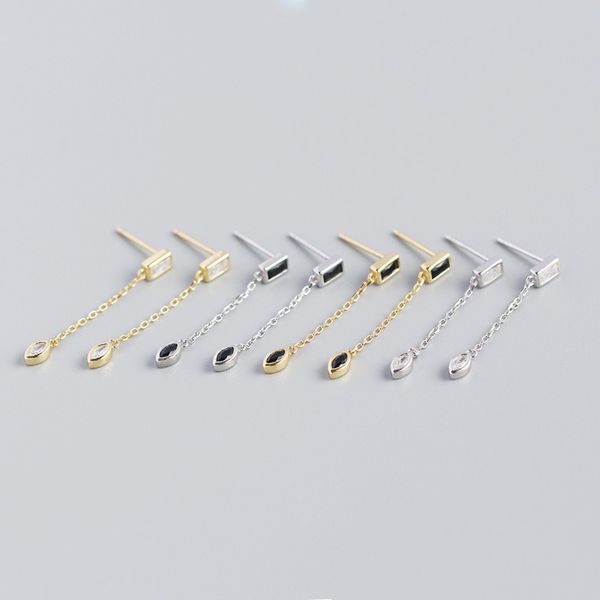 S925 Gümüş Saplama Kolye Küpe Dangle 18K Altın Kaplama Kübik Zirkonya Taş Elmas Kadın Mücevherleri