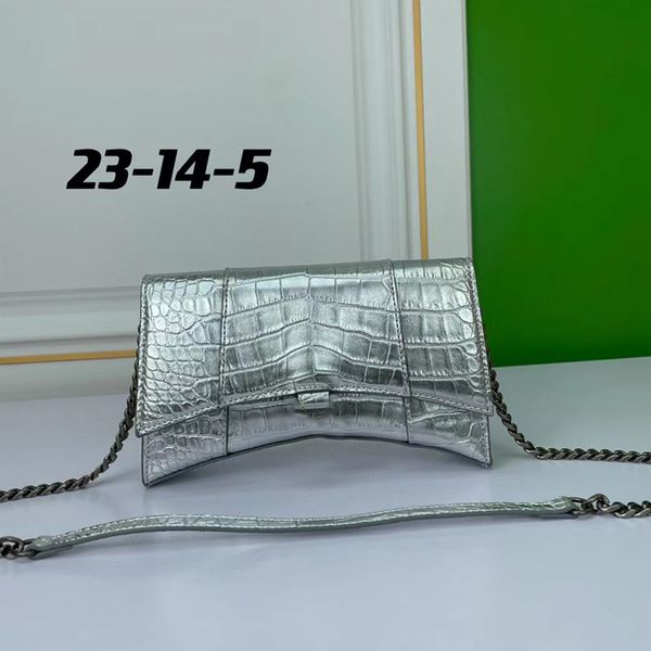 Bolsa de ampulheta 7A bolsas de crocodilo em relevo designer feminina bolsa de ampulheta em preto bolsa rosa mini carteira pequena bolsa tiracolo com padrão de crocodilo