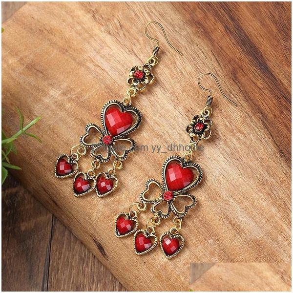 Ciondola Lampadario Orecchini Indiani Per Le Donne Etnico Vintage Amore A Forma Di Cuore Nappa Perline Ciondola Jhumka Orecchino Matrimonio Bohemien Je Dhxah