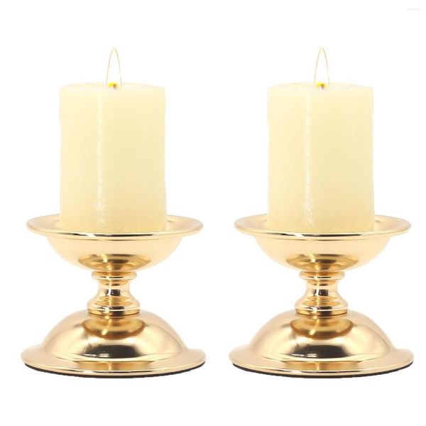 Titulares de vela 2pcs color dourado castiçal craft craft para pilar pó pólo char Light Festival Home Bar mesa de mesa Decors presente