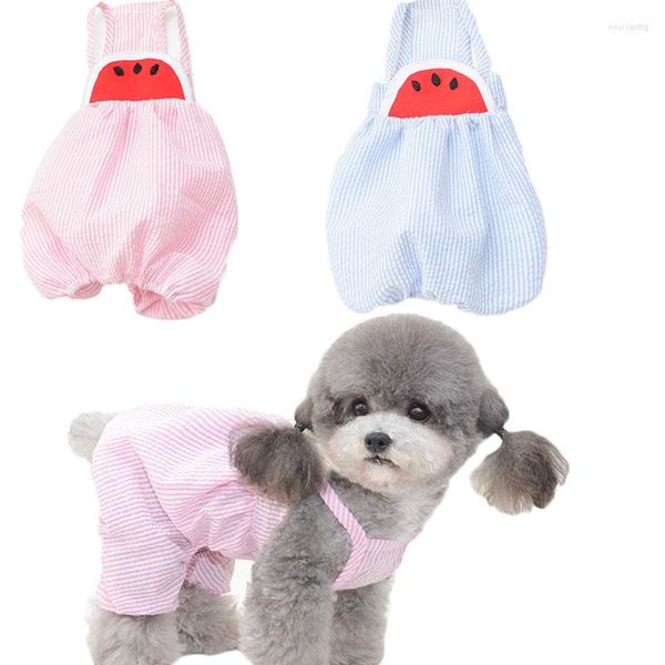 Abbigliamento per cani Vestiti di anguria Pigiama Gilet estivo rosa / blu Completi per cani di piccola taglia Camicia per gatti Tuta Pigiama scozzese Tuta S-XXL