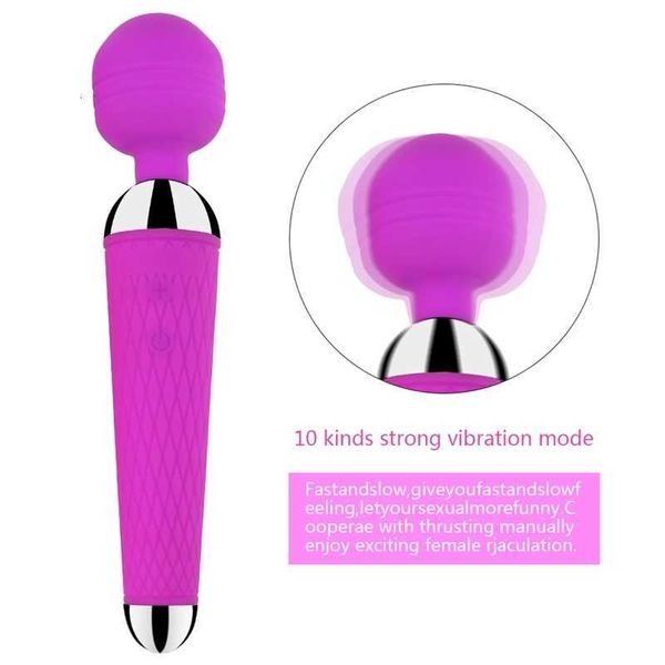 Massaggiatore giocattolo del sesso 10 velocità vibrante Av Magic Stick Massaggio giocattoli per prodotti donna Silicone G-spot vibratore ricaricabile macchina del sesso per adulti